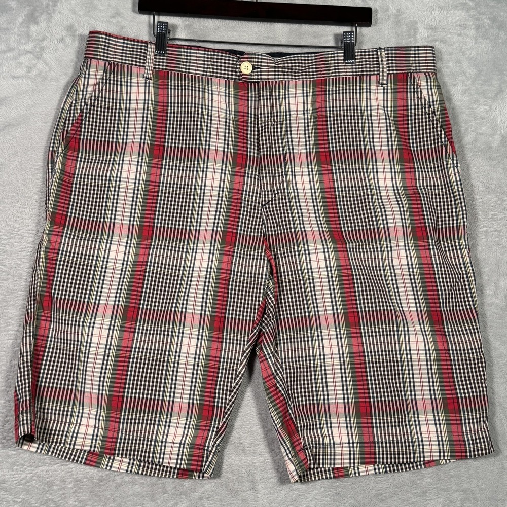 Benson NYC Shorts Mens 40 Multicolor Madras Plaid Cotton Chino 11 Inch Inseam